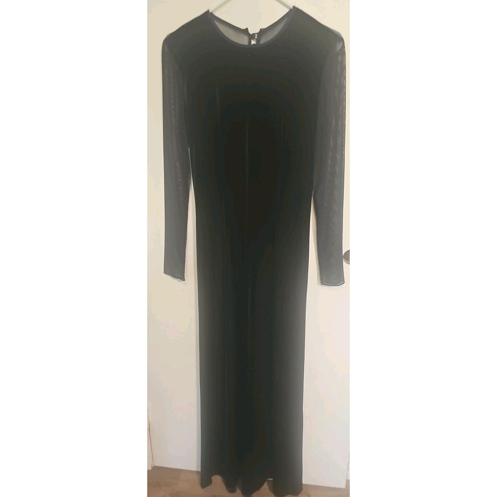 Donna Morgan blue velvet stretch dress vintage Sz 8